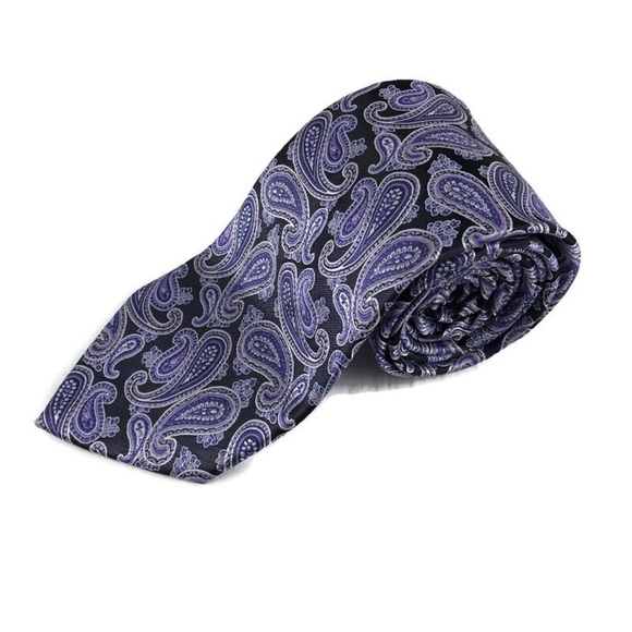 Renzo Mens Tie, Purple Black - Picture 1 of 6